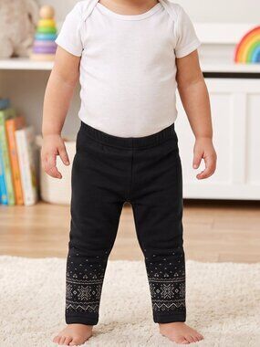 NWT | Carter's Black Snowflake Leggings | Cozy Lining | Holiday | 12M